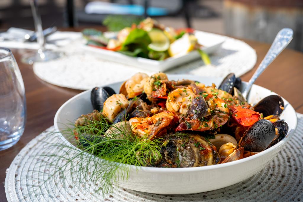 bowl of mixed seafood