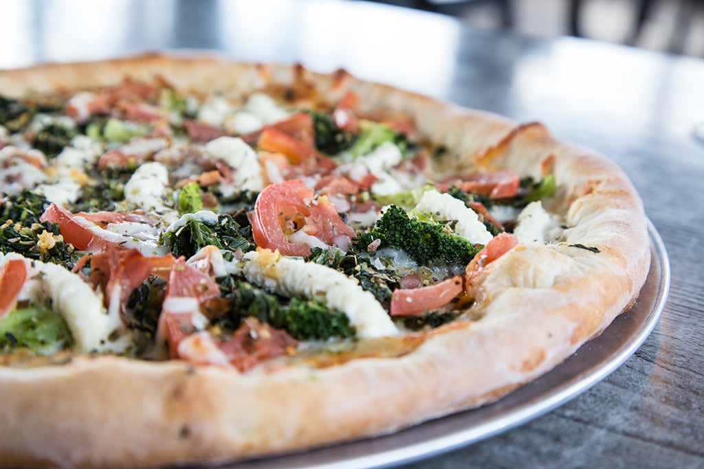 vegetable covered pizza