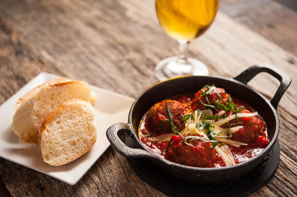 bread, meatballs and beer